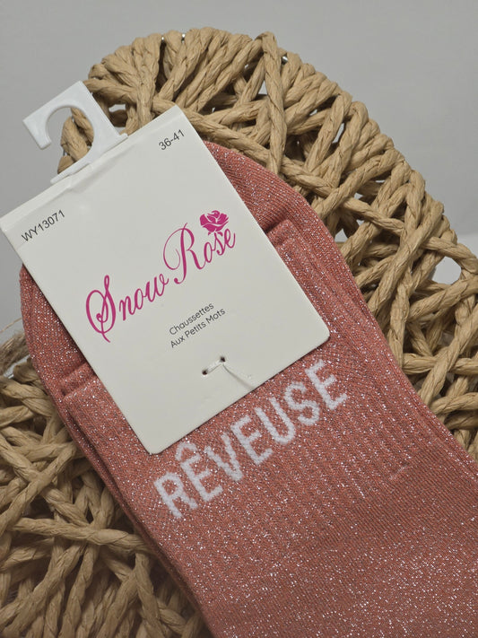 REVEUSE - Chaussette à Paillette Corail