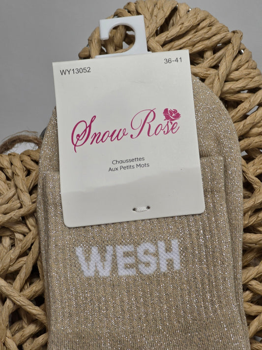 WESH - Chaussette à Paillette Beige
