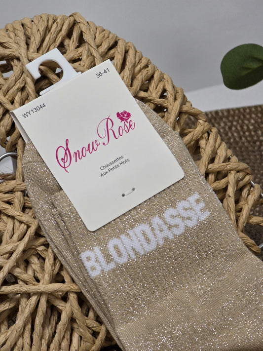 BLONDASSE - Chaussette à Paillette Beige