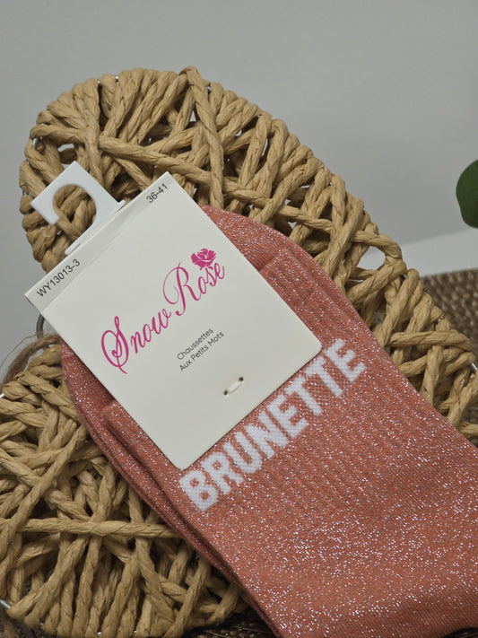 BRUNETTE - Chaussette à Paillette Corail