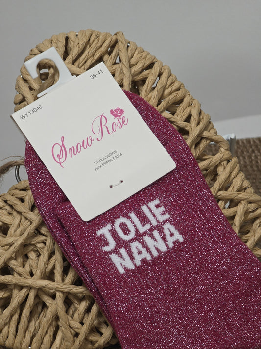 JOLIE NANA - Chaussette à Paillette Fuchsia
