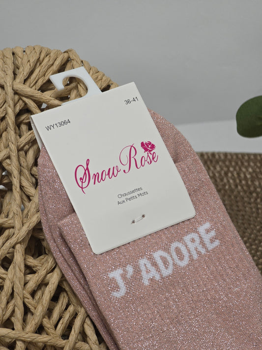 J'ADORE - Chaussette à Paillette Rose