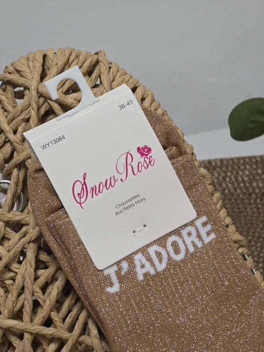 J'ADORE - Chaussette à Paillette Camel