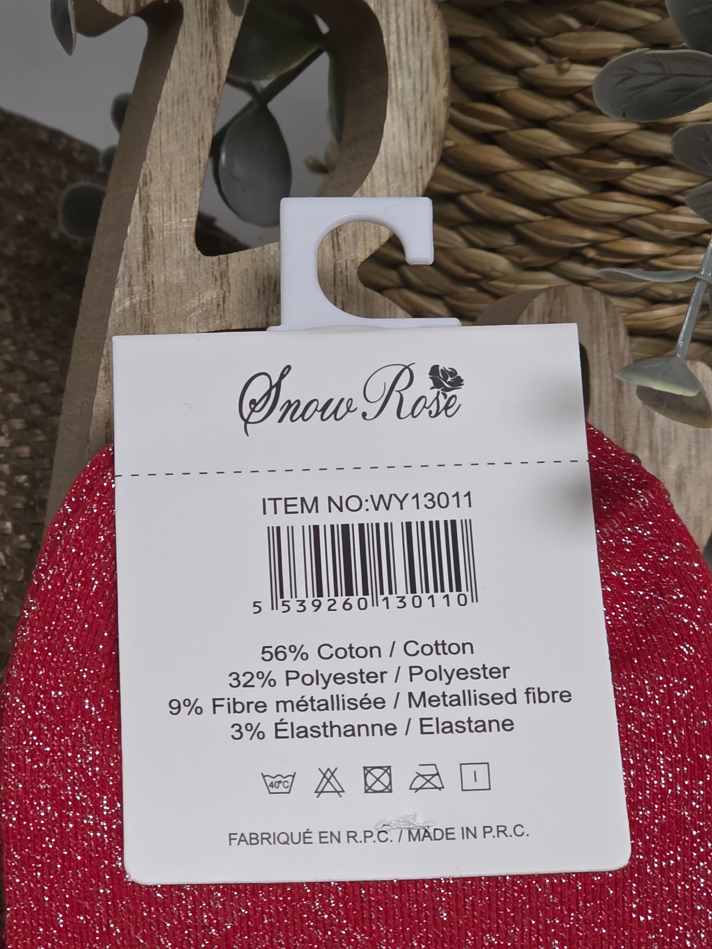 JE T'AIME - Chaussette à Paillette Rouge