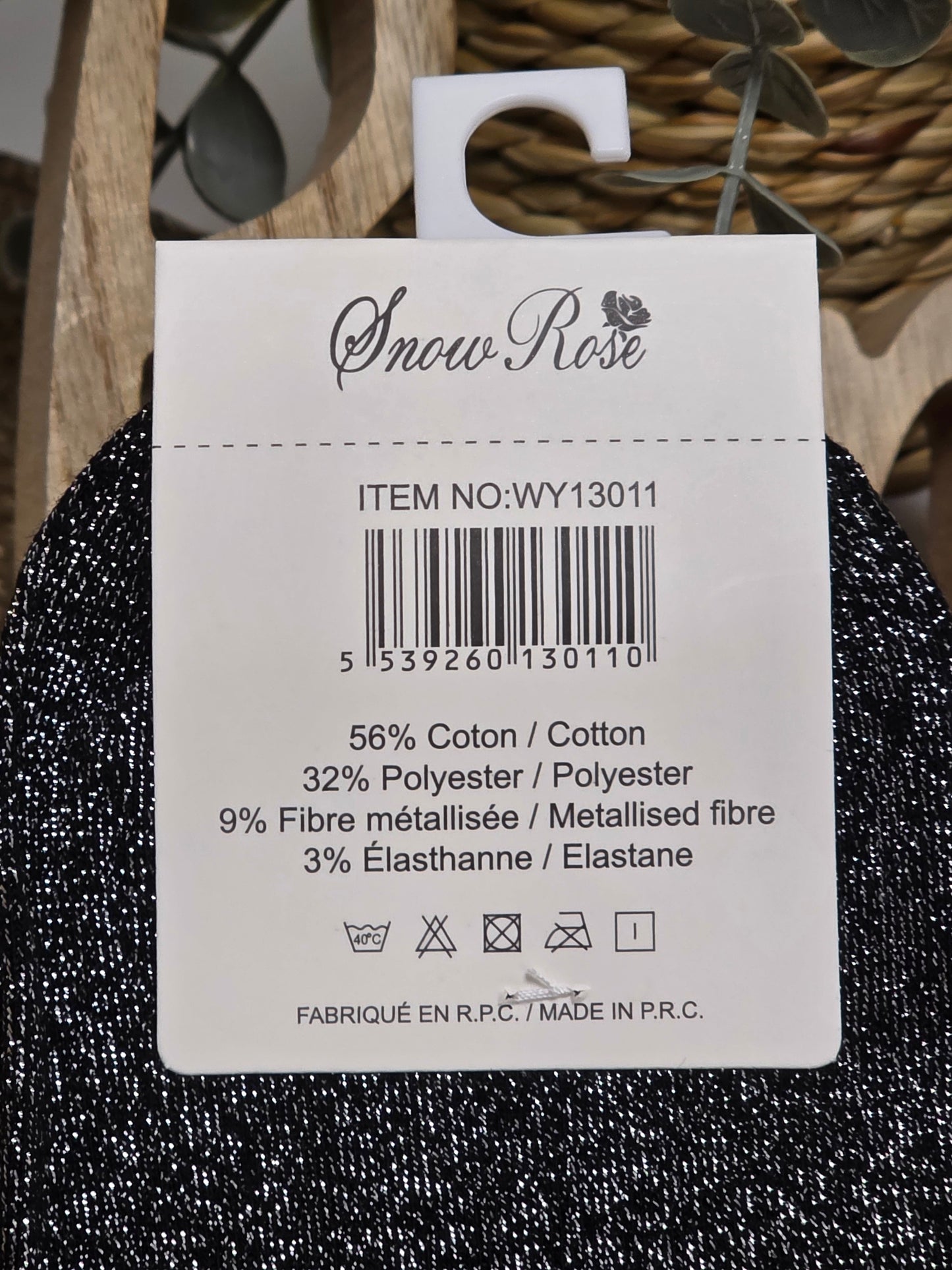 JE T'AIME - Chaussette à Paillette Noir