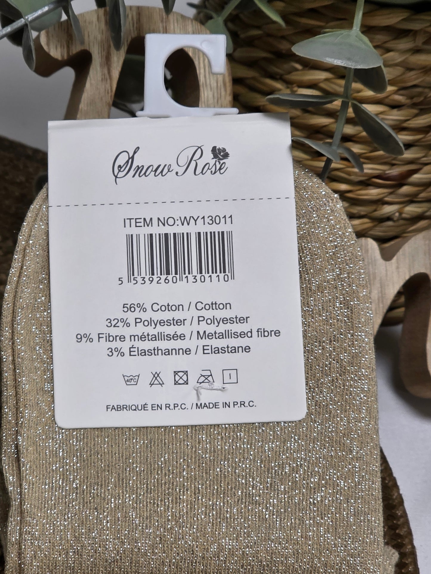 JE T'AIME - Chaussette à Paillette Taupe