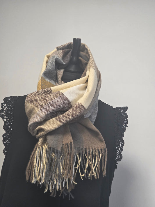 Echarpe Femme Tons Jaune Maronné