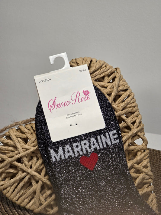 MARRAINE - Chaussette à Paillette Noir