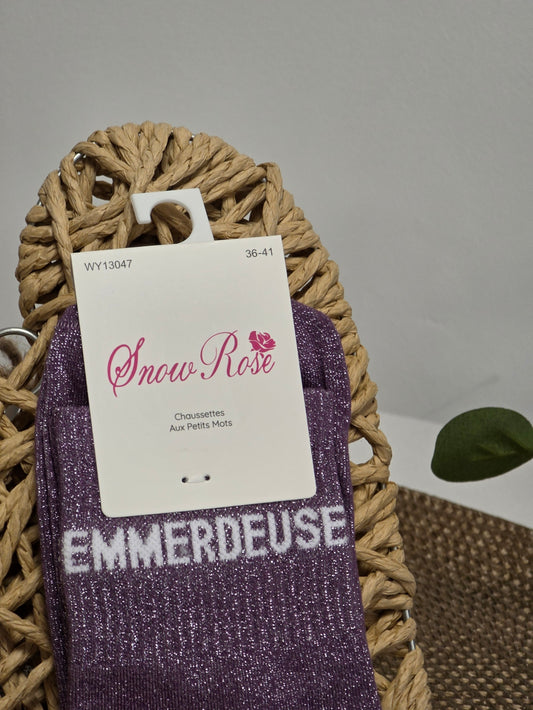 EMMERDEUSE - Chaussette à Paillette Violet