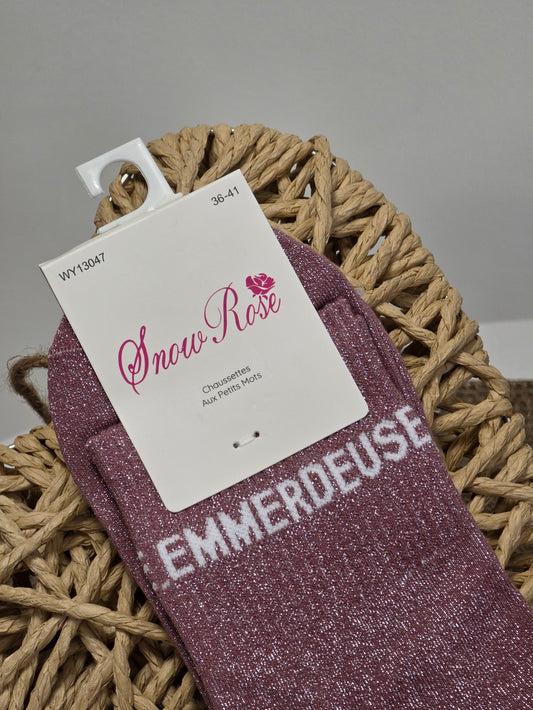 EMMERDEUSE - Chaussette à Paillette Violine