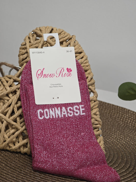CONNASSE - Chaussette à Paillette Rouge Grenat