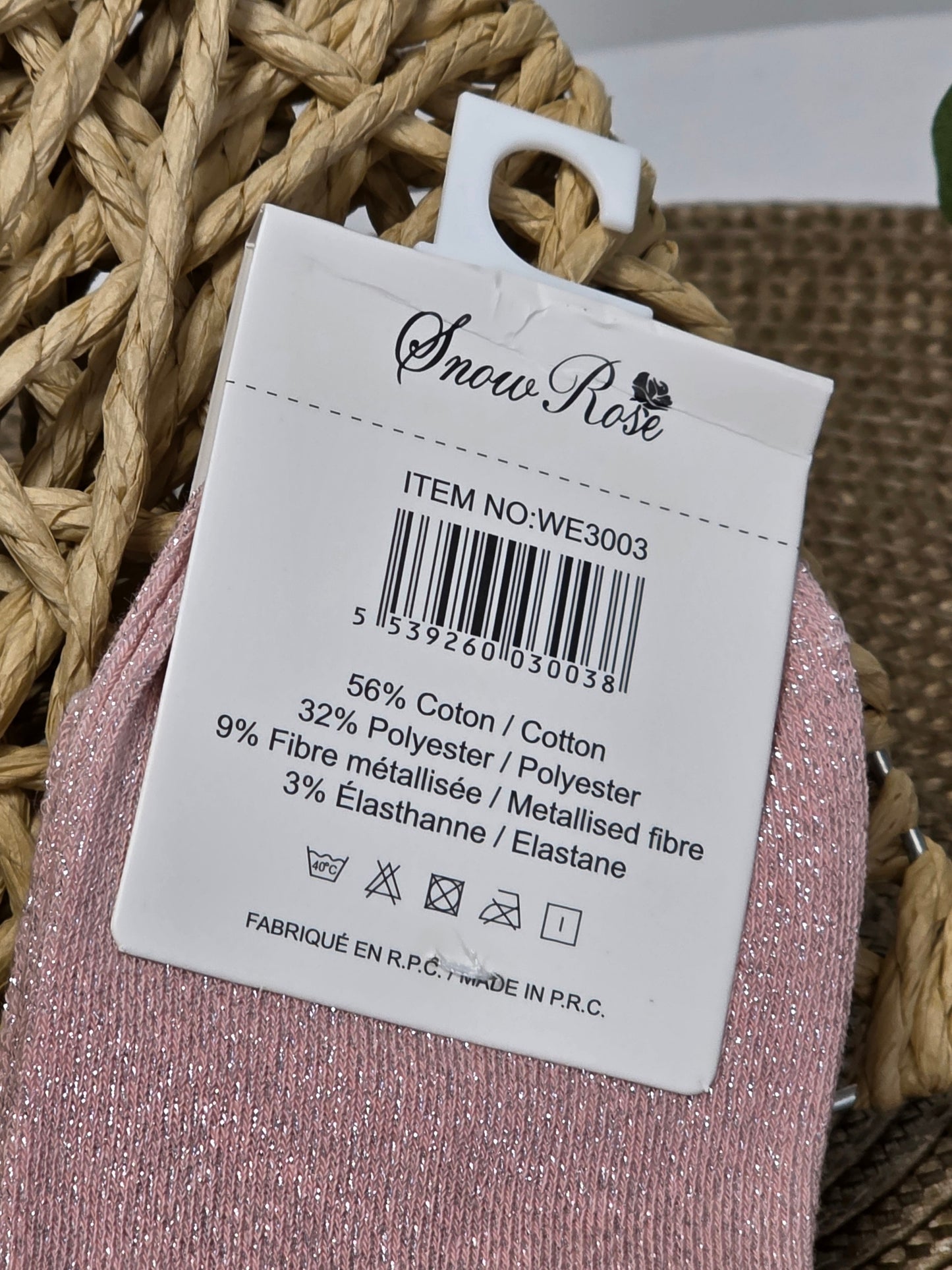 PRINCESSE -Chaussette à Paillette Enfant Rose Clair