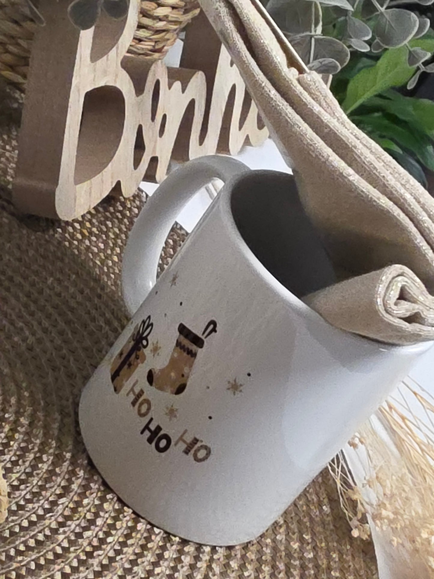 MUG JOYEUX NOEL MARRAINE AVEC SA CHAUSSETTE PAILLETEE