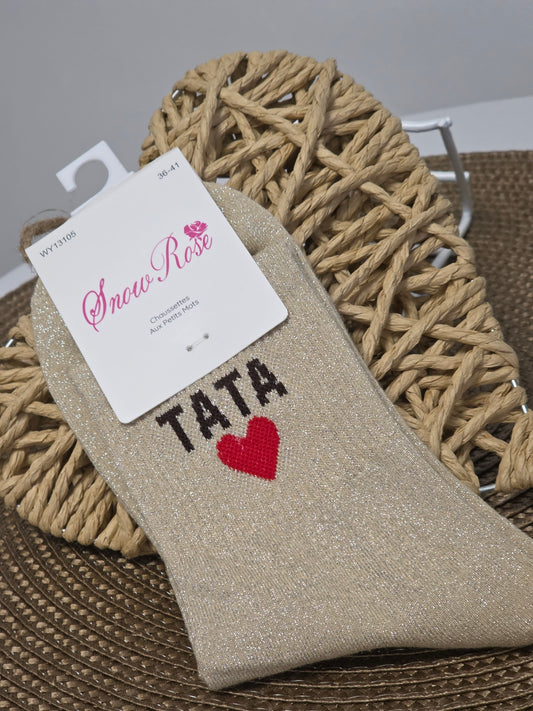 TATA - Chaussette à Paillette Beige
