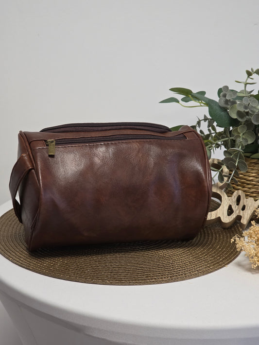 Trousse de Toilette Cuir Masculin Marronné