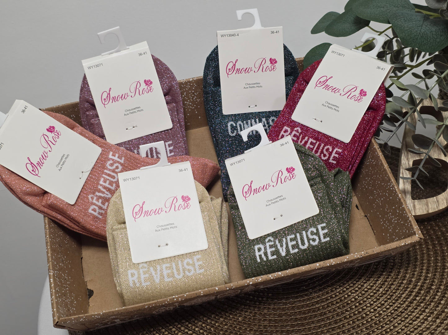 Box Cadeau - Lot de 6 Chaussettes à Paillettes à Composer !