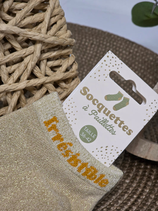IRRESISTIBLE - Socquette à Paillette Beige