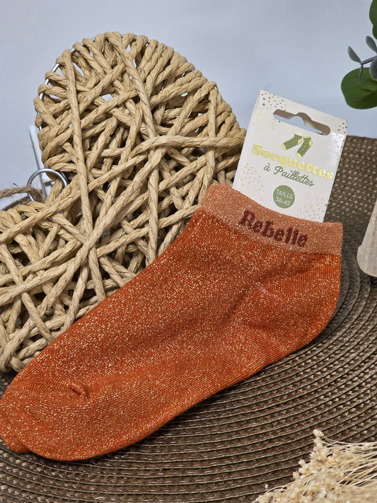 REBELLE - Socquette à Paillette Orange