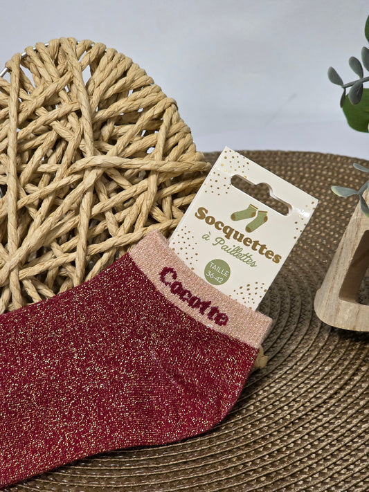 COCOTTE - Socquette à Paillette Bordeaux