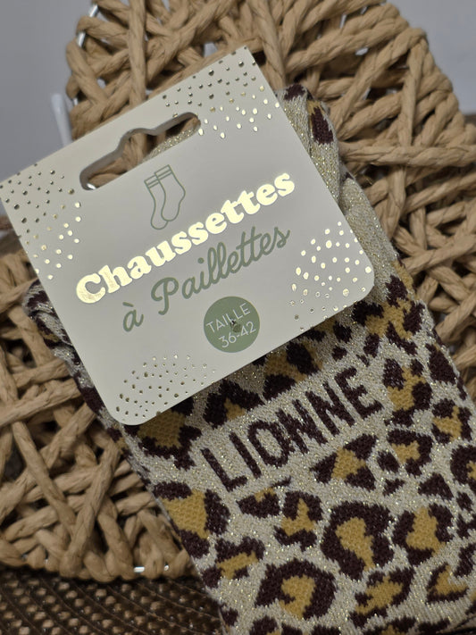 LIONNE - Chaussette à Paillette Léopard