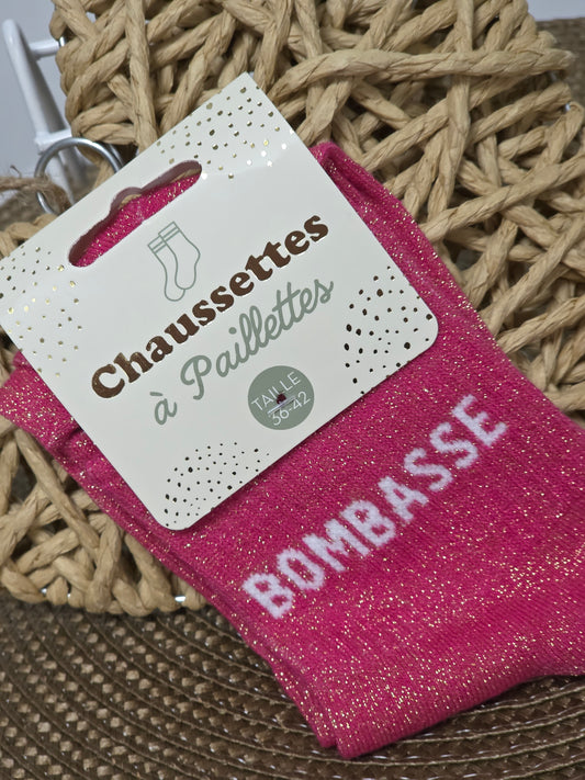 BOMBASSE - Chaussette à Paillette Fuchsia