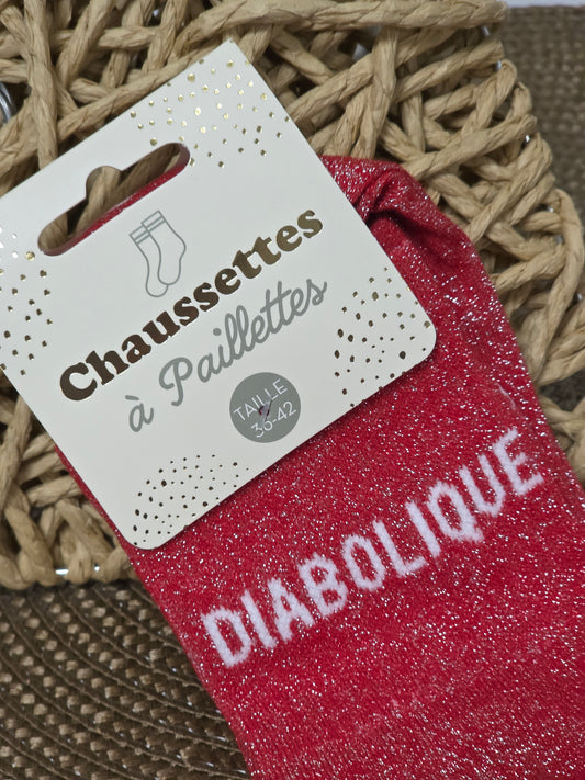 DIABOLIQUE - Chaussette à Paillette Bordeaux