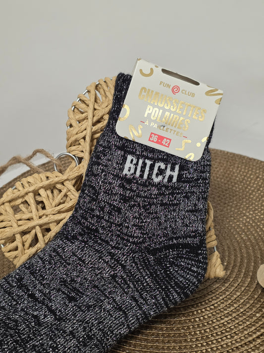 BITCH - Chaussette Polaire à Paillette