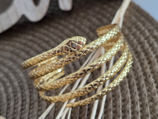 Notre Collection de Bijoux - Bracelet Jonc Effet Serpent Doré
