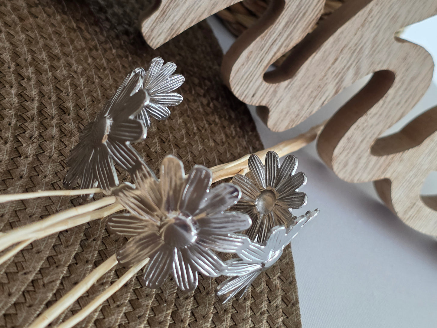 Notre Collection de Bijoux - Bracelet Jonc à Fleur Argenté