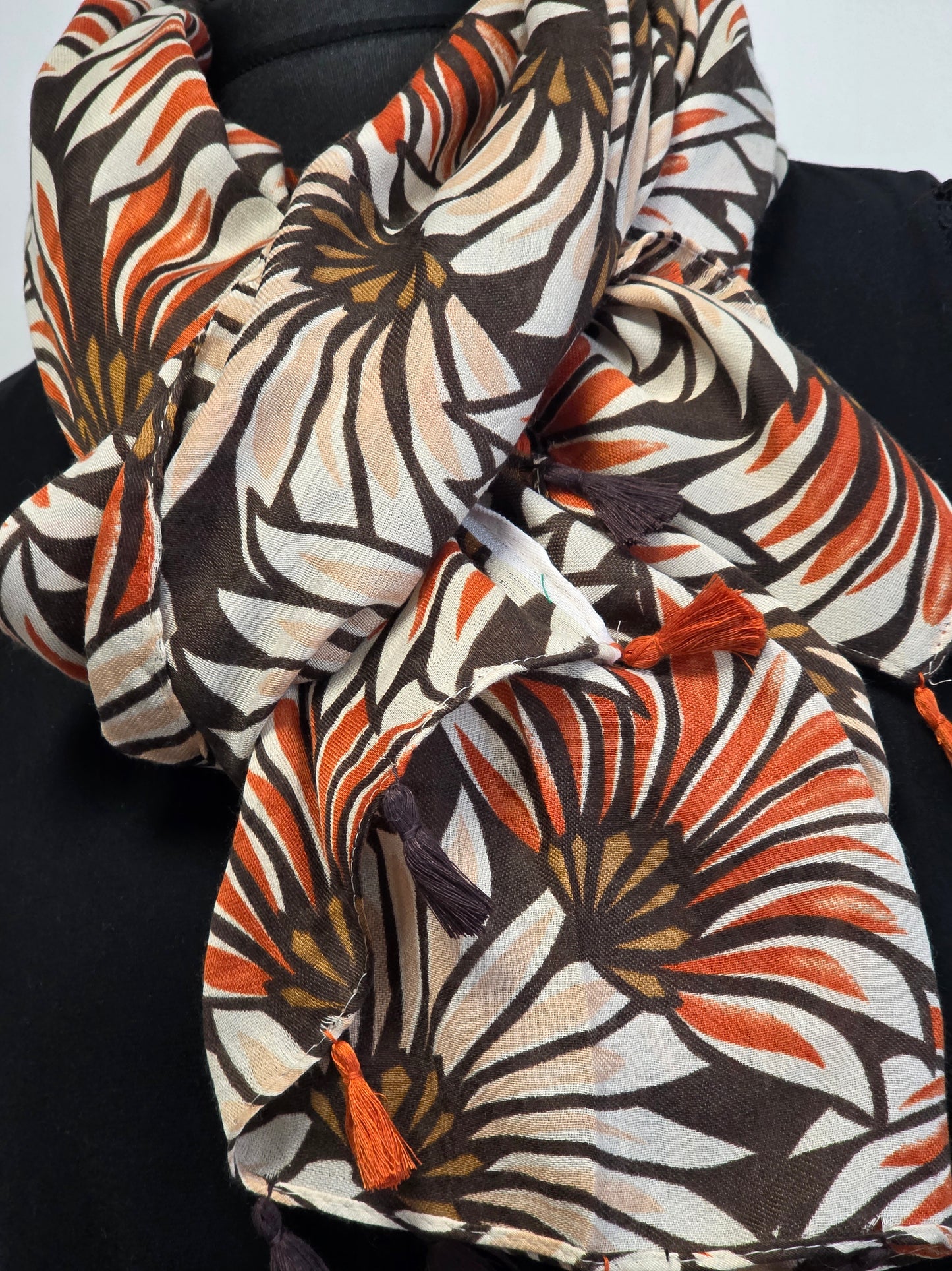 🧣 Foulard Femme Automne Hiver Taupe imprimé Fleur 🧣