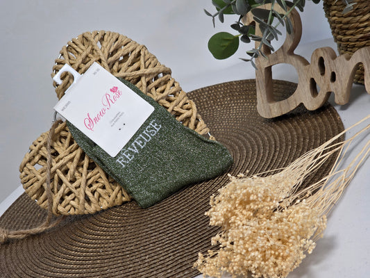 REVEUSE - Chaussette à Paillette Enfant Vert