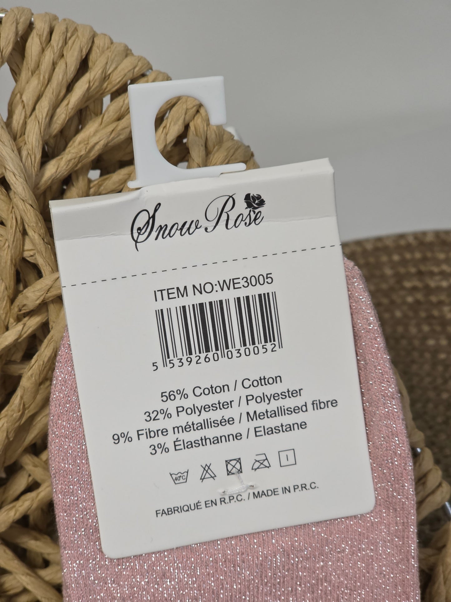 REVEUSE - Chaussette à Paillette Enfant Rose Clair