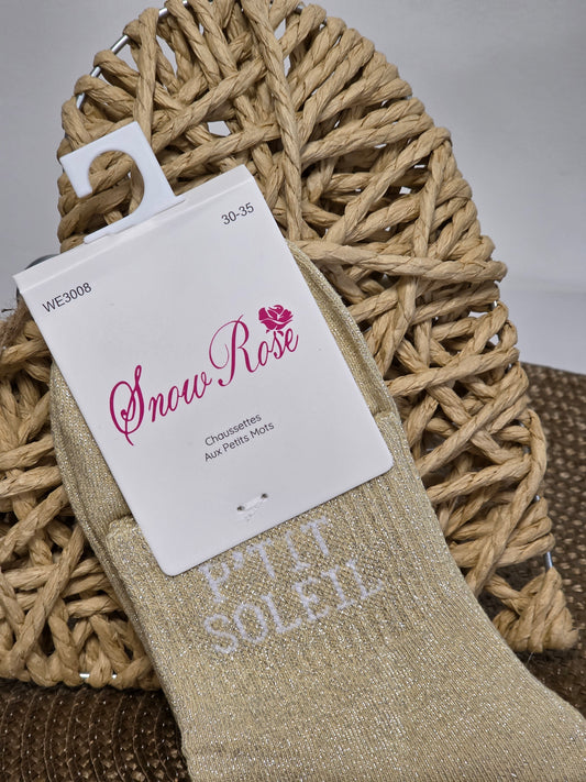 P'TIT SOLEIL - Chaussette à Paillette Enfant Beige Clair