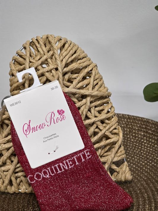 COQUINETTE - Chaussette à Paillette Enfant Rouge Foncé