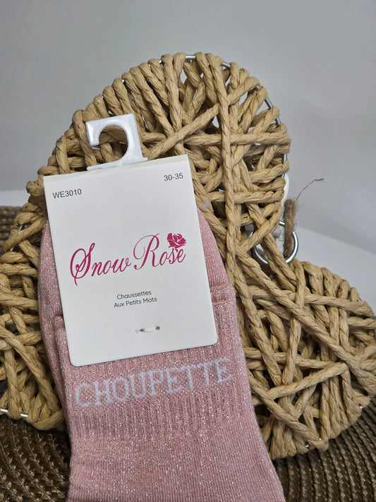 CHOUPETTE - Chaussette à Paillette Enfant Rose