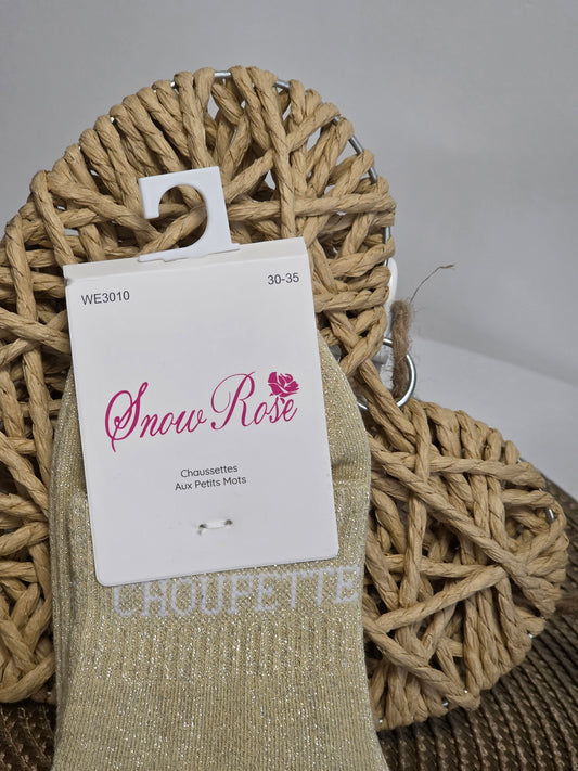 CHOUPETTE - Chaussette à Paillette Enfant Beige