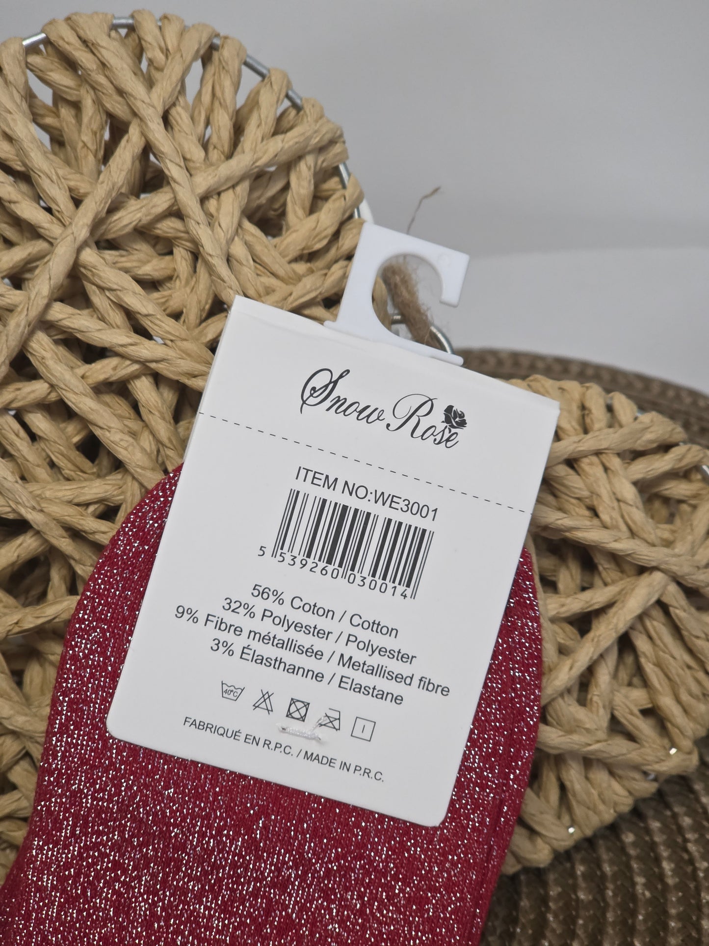 RAVISSANTE - Chaussette à Paillette Enfant Rouge Foncé