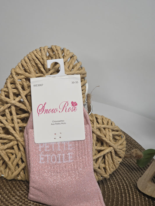 PETITE ETOILE - Chaussette à Paillette Enfant Rose