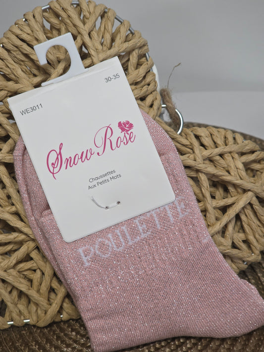 POULETTE - Chaussette à Paillette Enfant Rose Clair