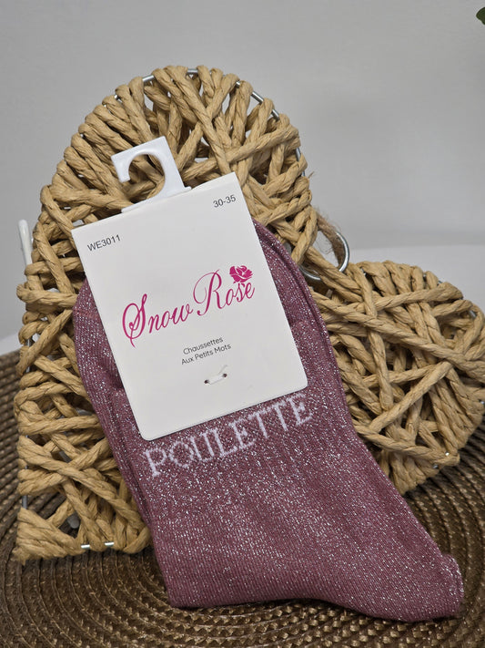 POULETTE - Chaussette à Paillette Enfant Violine
