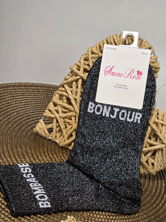 BONJOUR BOMBASSE - Chaussette à Paillette Duo Noir