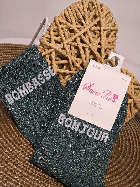 BONJOUR BOMBASSE - Chaussette à Paillette Duo Vert