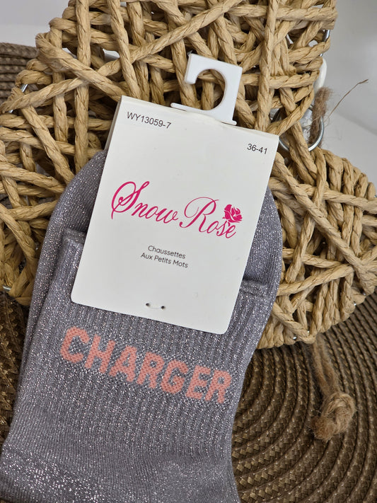 CHARGER - Chaussette à Paillette Gris