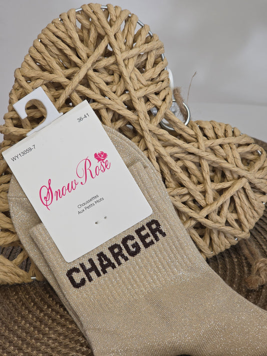 CHARGER - Chaussette à Paillette Beige