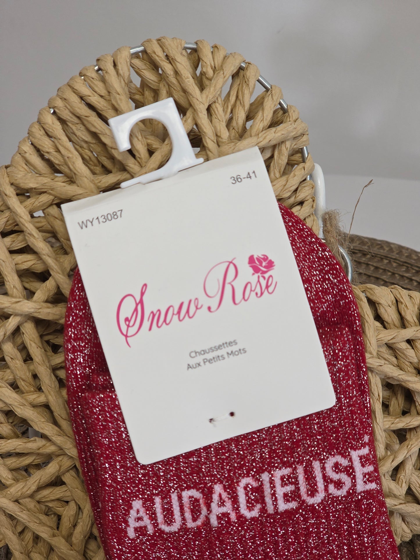 AUDACIEUSE- Chaussette à Paillette Rouge