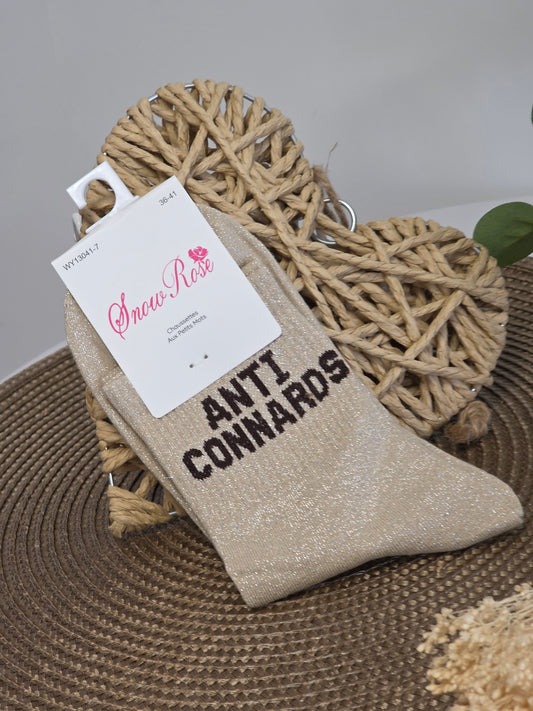 ANTI CONNARDS - Chaussette à Paillette Beige