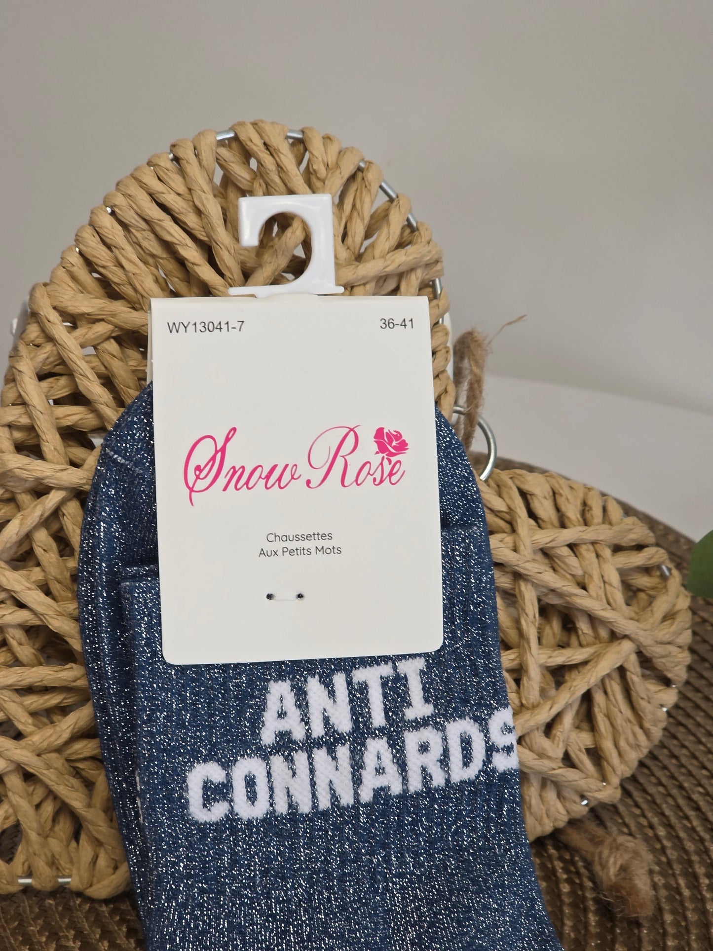 ANTI CONNARDS - Chaussette à Paillette Bleu