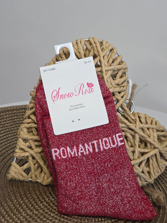 ROMANTIQUE - Chaussette à Paillette Bordeaux