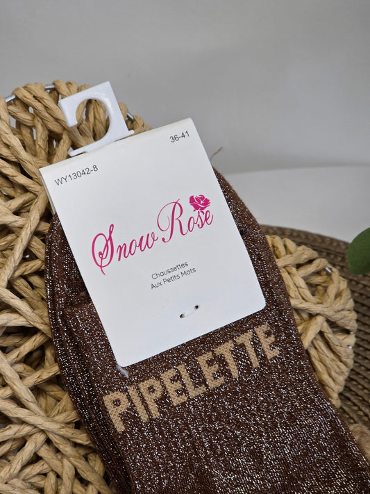 PIPELETTE - Chaussette à Paillette Marron