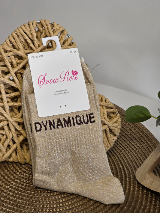 DYNAMIQUE - Chaussette à Paillette Beige